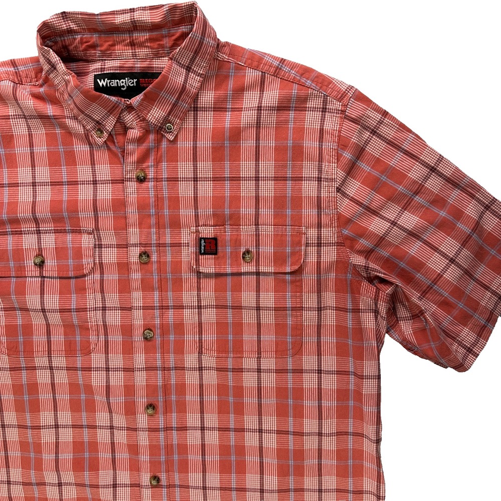 Wrangler Riggs Workwear Shirt Mens XL Plaid Short Sleeve Button Up Work‎ Outdoor